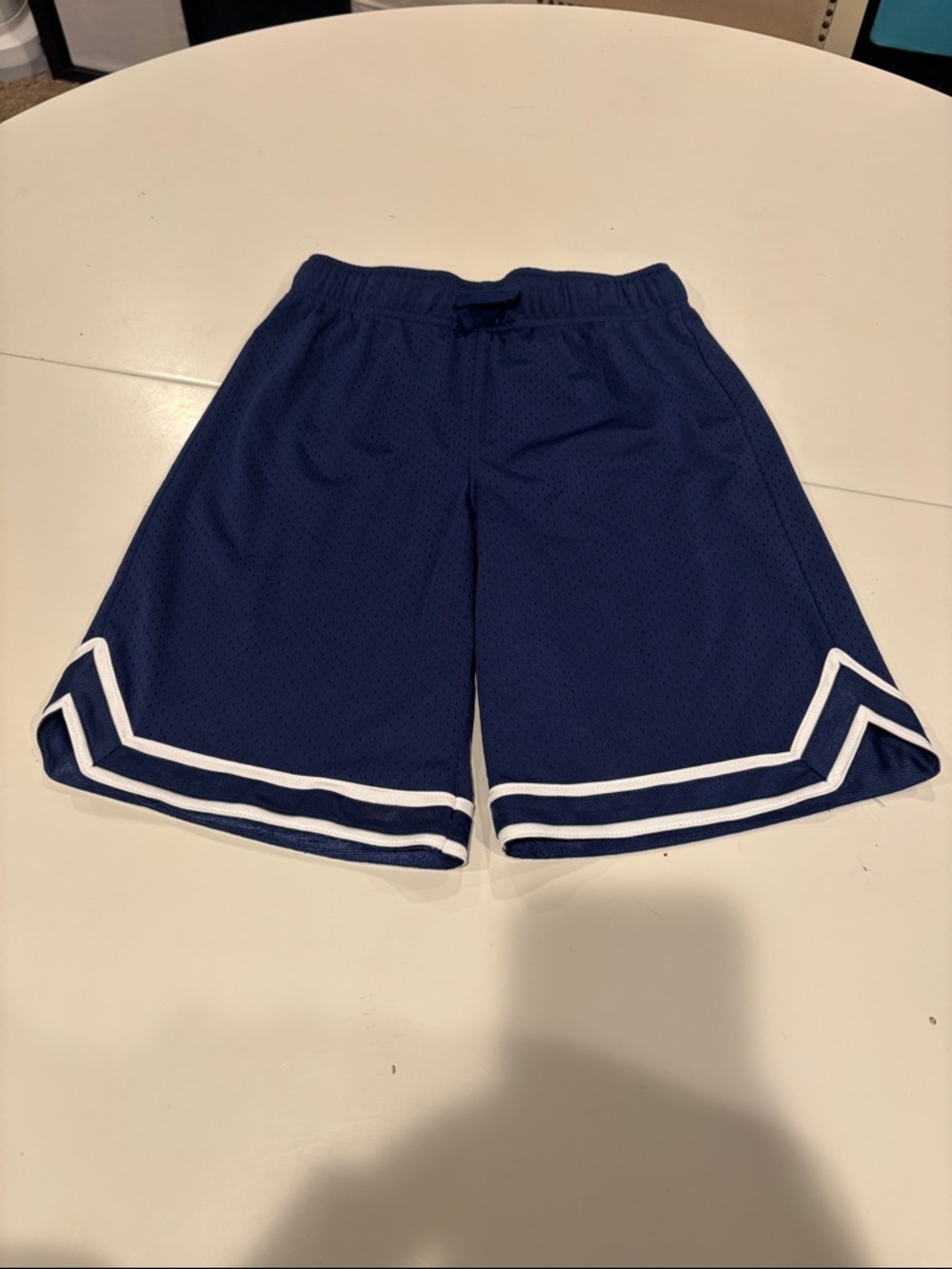 Kid’s Navy Athletic Mesh Shorts with White Trim